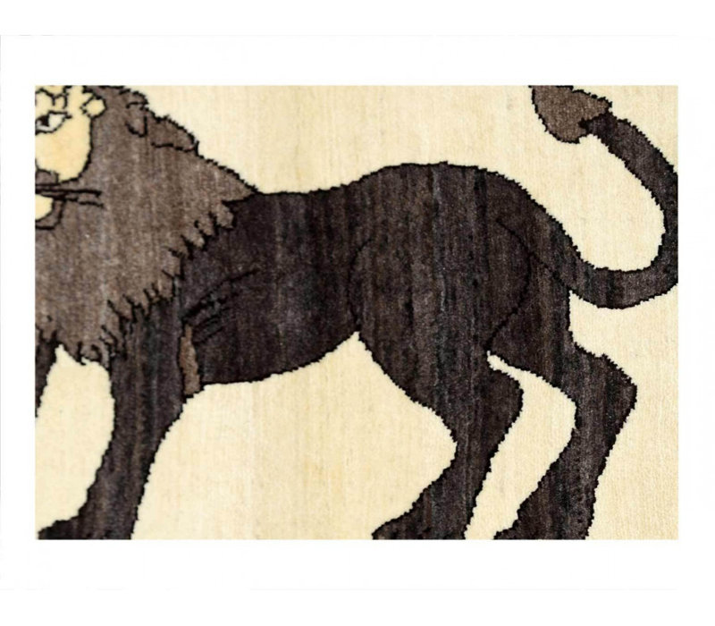 Handmade Persian Gabbeh Pictorial Lion Accent 2'3"X 3'3"