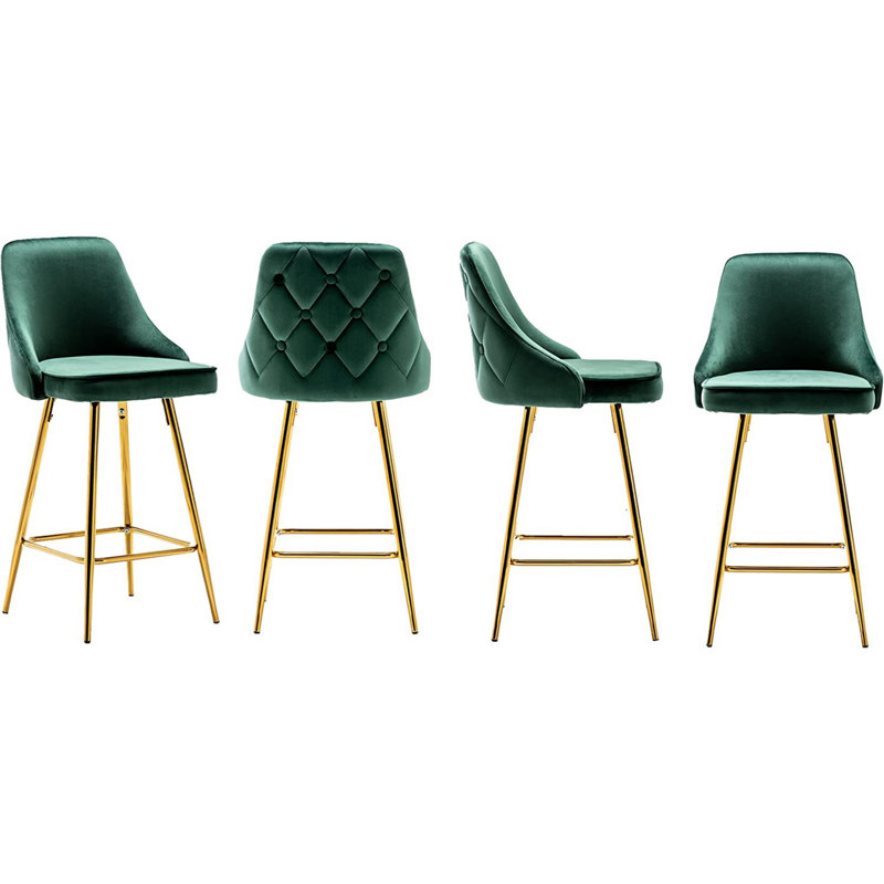 Courtdale Upholstered Counter Stool, Green/Gold, Black
