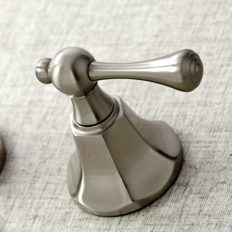 Kingston Brass Metropolitan Two-Handle 3-Hole Wall Mount Bathroom Faucet, Brushed Nickel