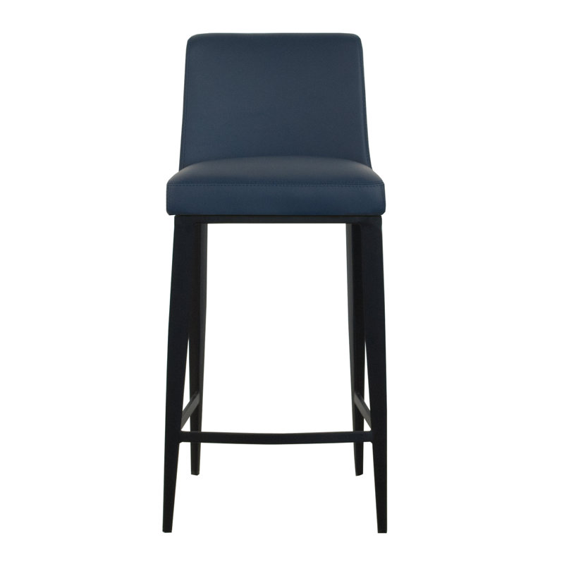 Aretha Upholstered Counter Stool with Metal Frame, Stone Blue, Bar Stool (29.5" Seat Height)