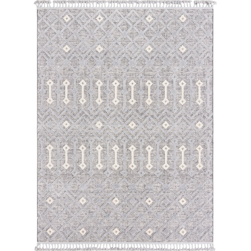 Tapis de couloir contemporain Breyer beige-gris couleur étain-beige32, Rectangle 6 pi x 9 pi