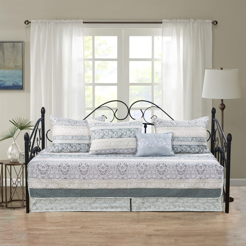 Microfiber Damask Coverlet with Pillow Shams Included