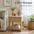 COLAMY VERSE Square Reeded End Table with Stone-Look Top and Storage