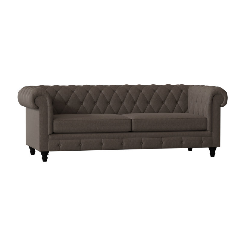 Canapé Chesterfield à accoudoirs roulés, Graphite Key, Noir, 95 pouces