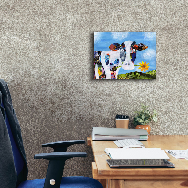 «Cow» par Artpoptart, art mural sur toile, H 12 po x l 16 po x P 0,75 po
