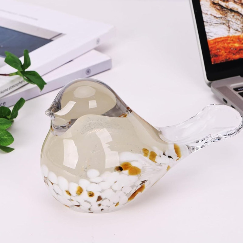 Hand Blown Glass Bird Statue Yellow
