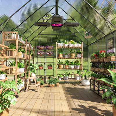 Protected Greenhouse For Backyard, & With Solar Strips Ventilation Outdoor Storage Shed Strong Aluminium Frame