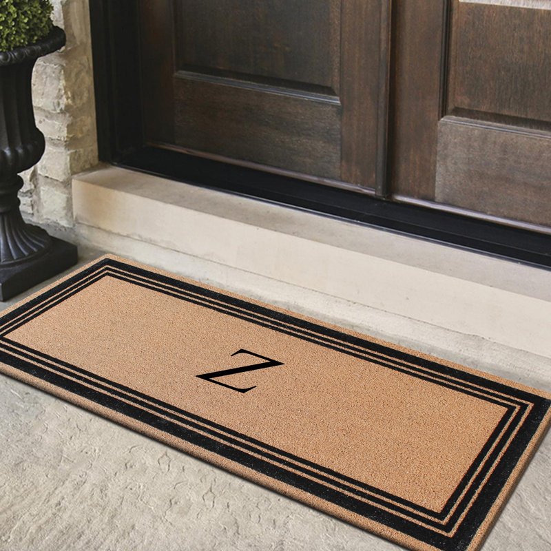 Monogrammed Triple Classic Border Natural Coir Door Mat with PVC Backing – Heavy-Duty, Anti-Shed & Easy to Clean, Z