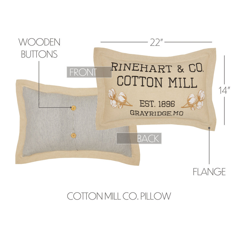 Ashmont Tan Embroidered Cotton Lumbar Throw Pillow