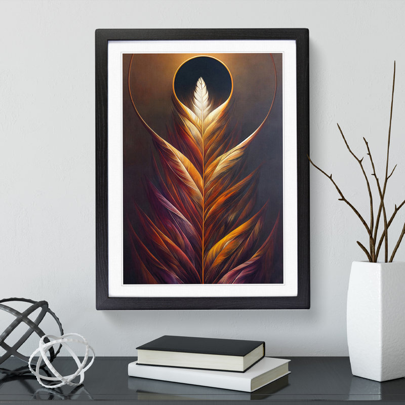 Mystical Feather - Single Picture Frame Print, 64cm H x 46cm W x 2cm D, Black