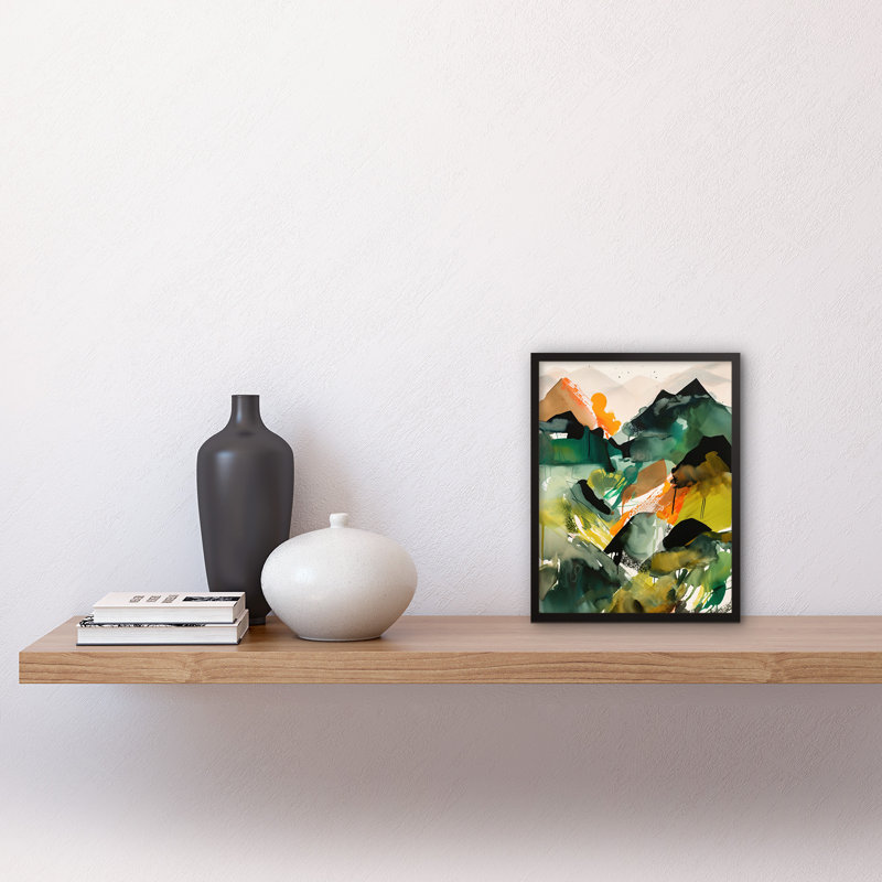 Mountain Range Slopes Abstract Brushstroke Landscape 1 Piece Single Picture Frame Wall Art