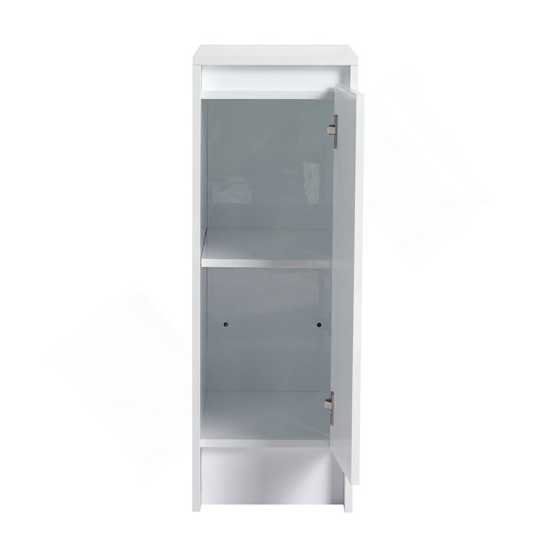 Meuble-lavabo autoportant 48 po avec lavabo en résine et 2 armoires de rangement, portes à fermeture en douceur, blanc brillant, contreplaqué (emballage KD)
