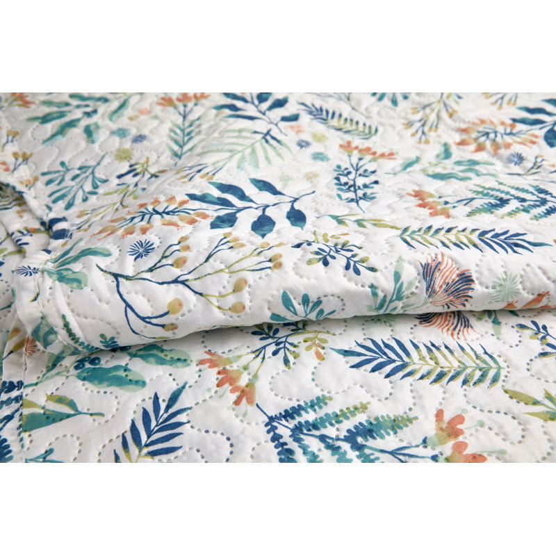Sansa Polyester Floral Bedspread with Pillow Shams Included, 180 x 230 cm
