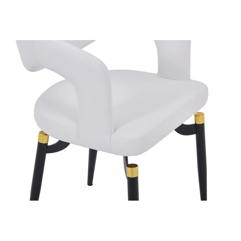 Dixfield Modern Faux Leather Dining Chair, High Back C-Frame Side Chair, Contemporary Upholstered Accent Seating with Chrome Metal Legs