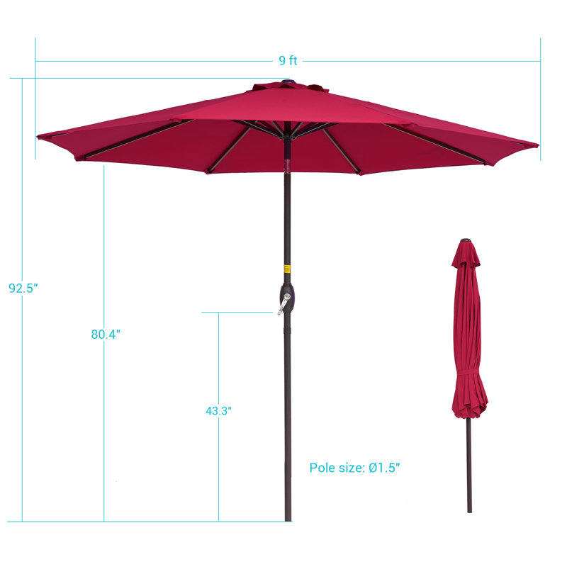 Parasol de marché de 108 po Kanila, Rouge