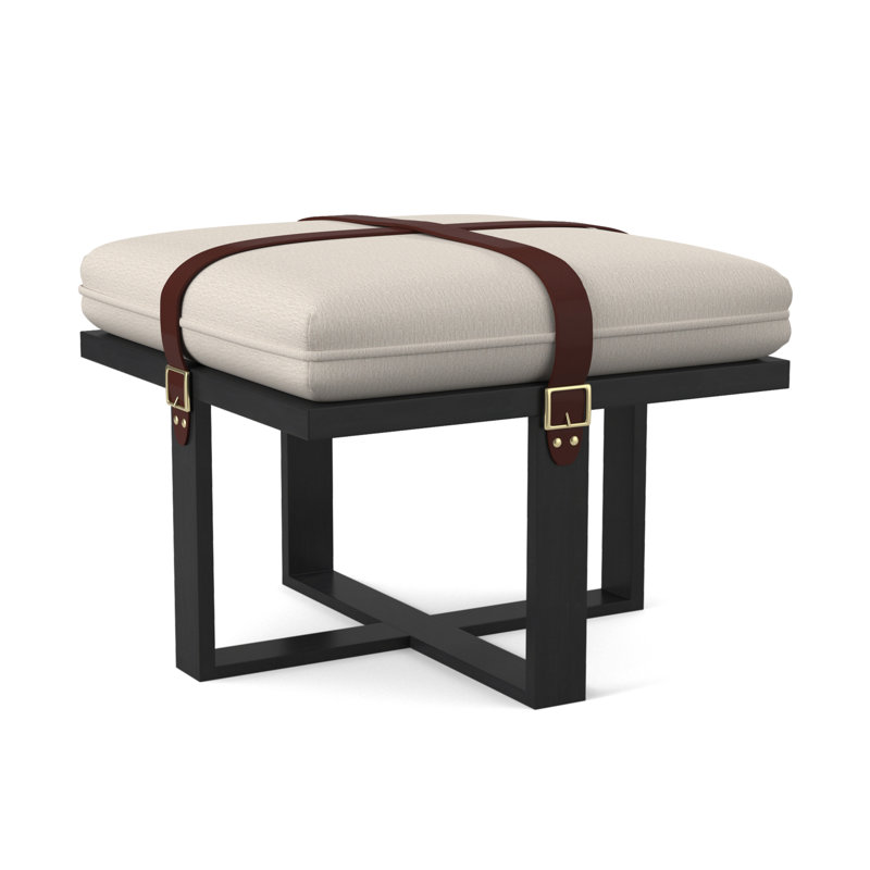 Square Ottoman, Espresso, White Caps Fog Viscose