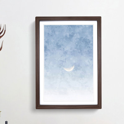 Crescent Moon in a Blue Sky - Picture Frame Painting Print