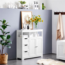 RUILOGOD Small Bathroom Storage Cabinet with Doors and Shelves