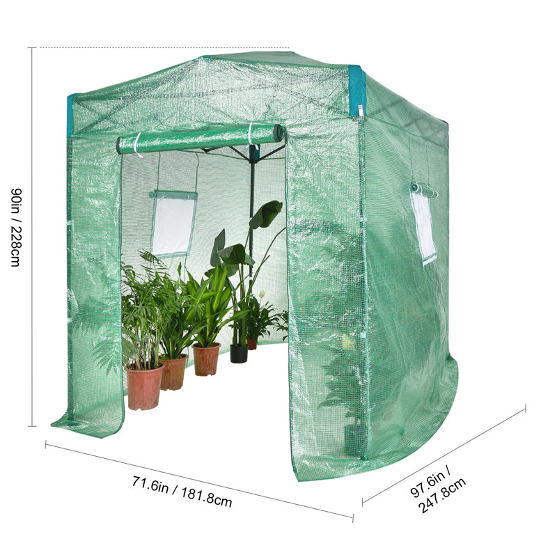 Stellweilan Pop Up Greenhouse, 8'x 6'x 7.5' Pop-up Green House, Green