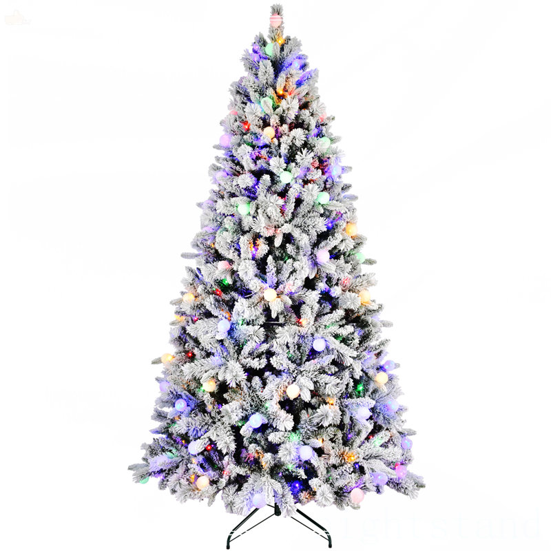 Arbre de Noël floqué 7,5 pi, Multicolore, 7.5', Illuminée