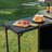 72.4-Inch Large BBQ Table With Metal Structure Compatible With Multiple Grills, Featuring A Folding Preparation Table And Adjustable Shelves.