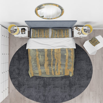 Glam Metallic Form IV - Ensemble de housse de couette moderne et transitionnel - Microfibre de polyester