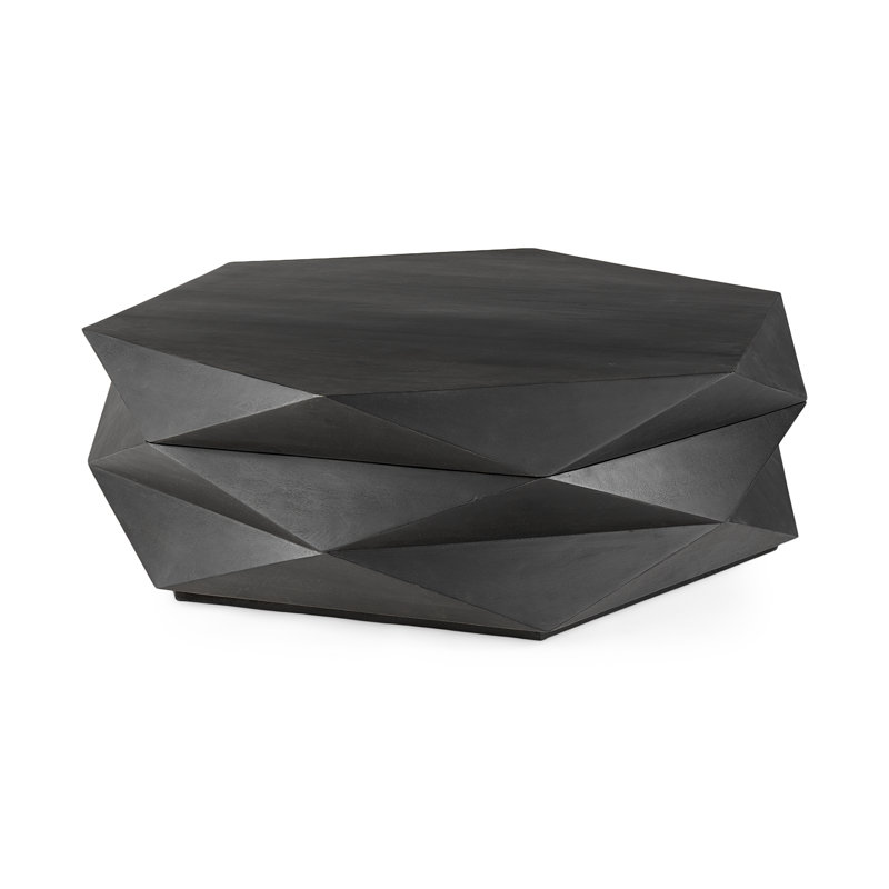 Malonne Solid Wood Single Coffee Table, Black, 15" H x 48" W x 48" L