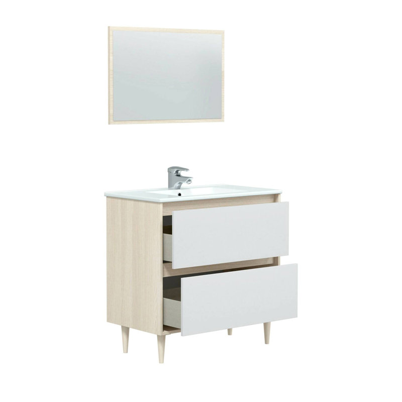 80mm Bathroom Vanity with Basin, Oak/White