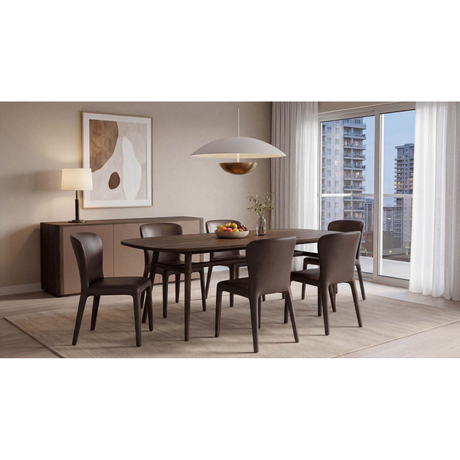 Madrid Oak Dining Table, 30" H x 62.99" L x 31.5" W, Brown