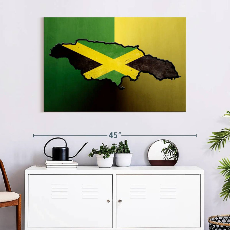 Drapeau de la Jamaïque sur toile, H 26 po x l 39 po x P 1,25 po