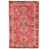 Hand Knotted Wool Area Rug in Red