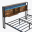 Base de lit plateforme confortable en métal avec tête de lit en bois, pied de lit, station de charge USB, tiroirs de rangement et lumières DEL, facile à assembler