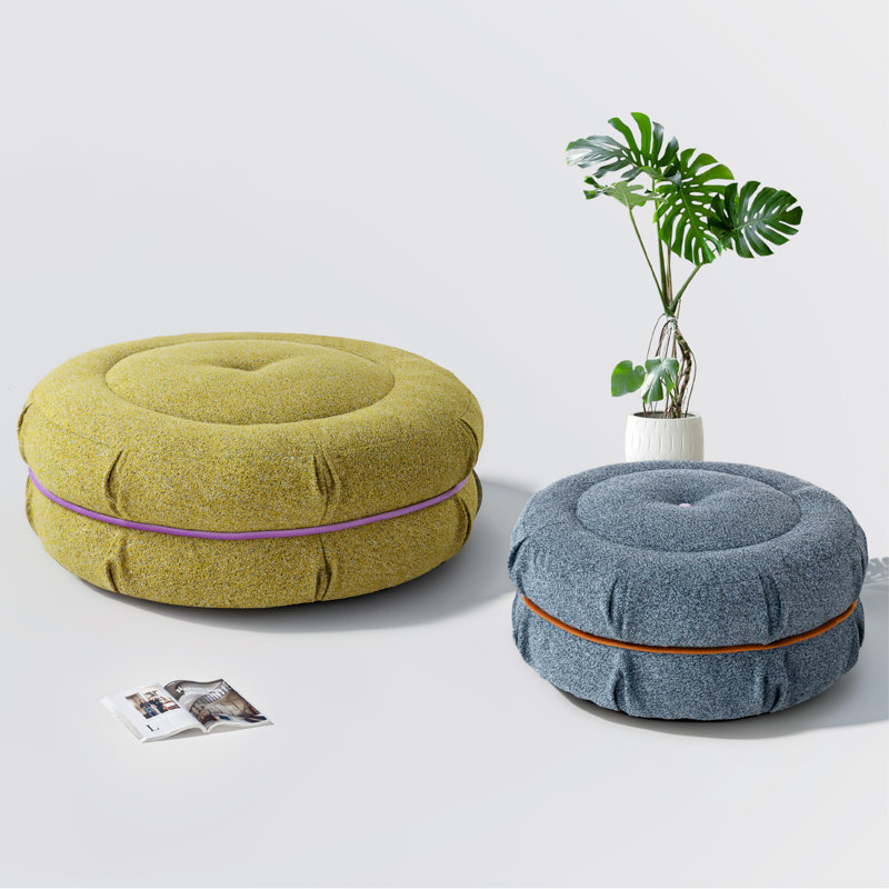 Round Upholstered Pouf Mat Multifunctional Cushion That Can Also Be Used As A Footstool, Green 