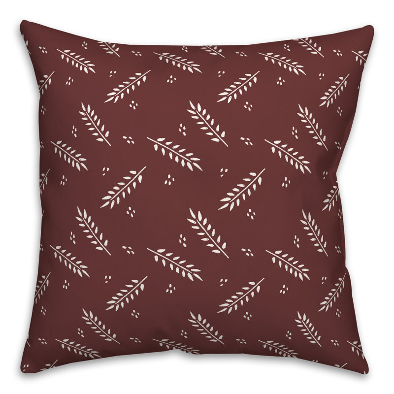 Floral Outdoor Reversible Throw Pillow, Maroon, 18" H x 18" W