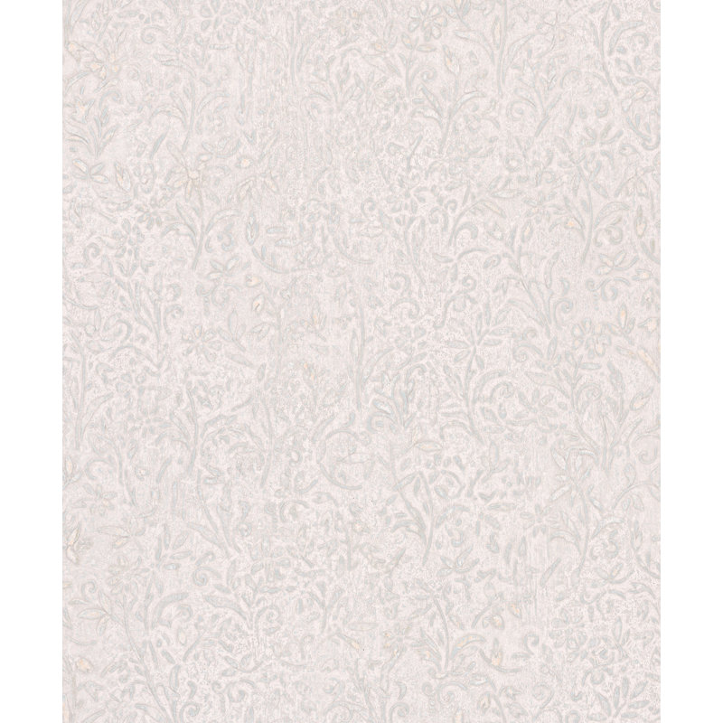 Papier peint sculpté à motif floral turquoise, Turquoise