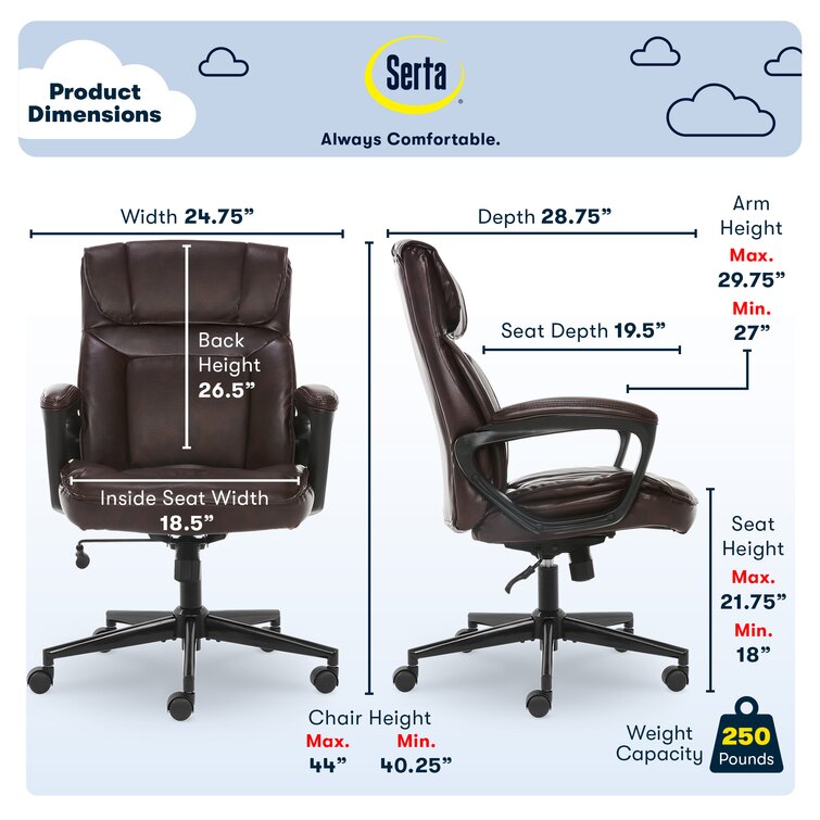 Serta at Home Serta Hannah Executive Ergonomic Office Chair with Lumbar  Support and Pillowed Headrest & Reviews