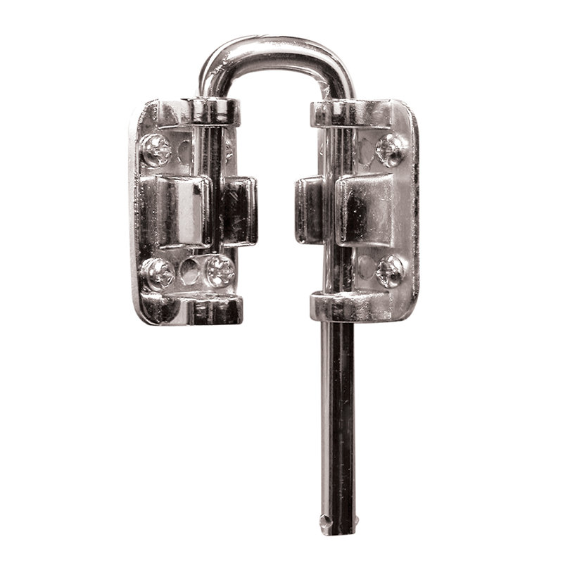 Sliding Door Loop Lock, 1-1/4 In., Hardened Steel Bar W/Diecast Base, Nickel Plated