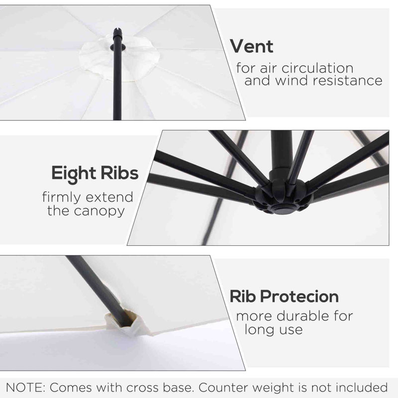 295cm Cantilever Parasol, Cream