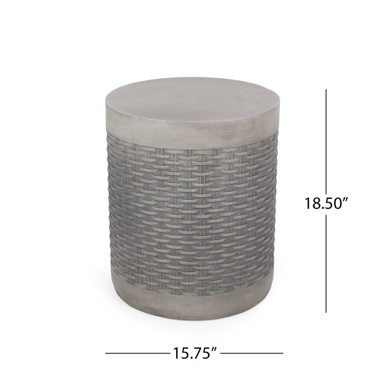  Table d'appoint d'extérieur en béton léger, table d'appoint ronde pour patio, balcon ou jardin, naturel
