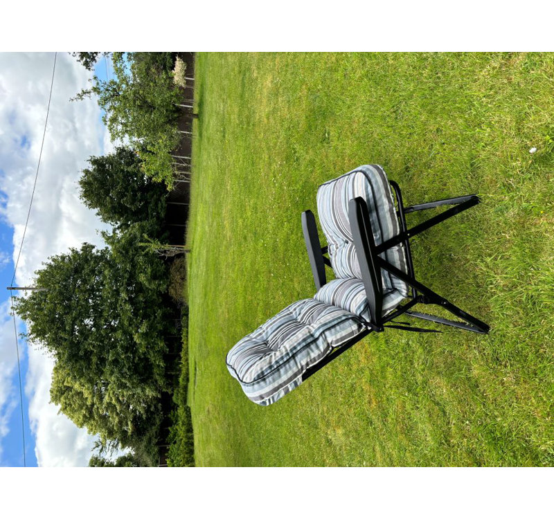 Chada Steel Outdoor Lounge Chair, Grey , Black