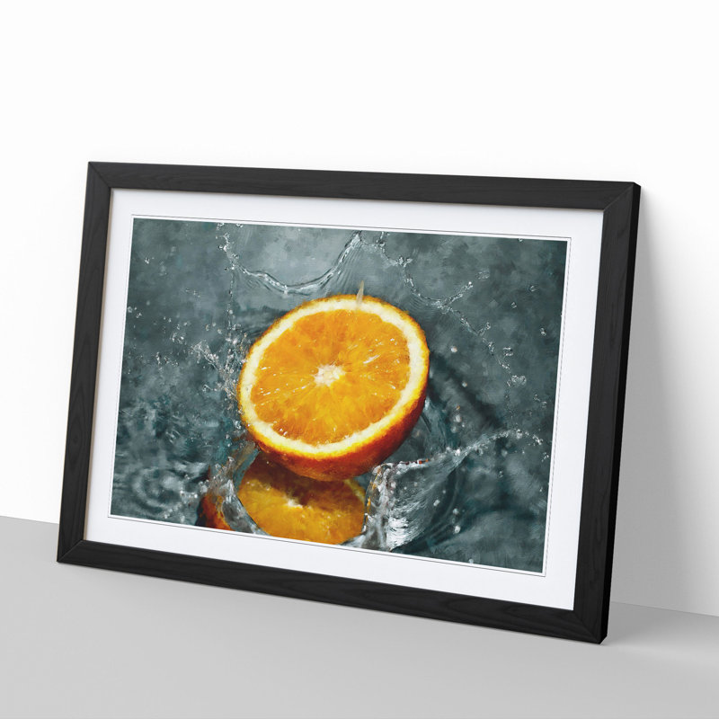 Sliced Orange Fruit - Picture Frame Graphic Art, 27cm H x 36cm W x 2cm D, Black Framed