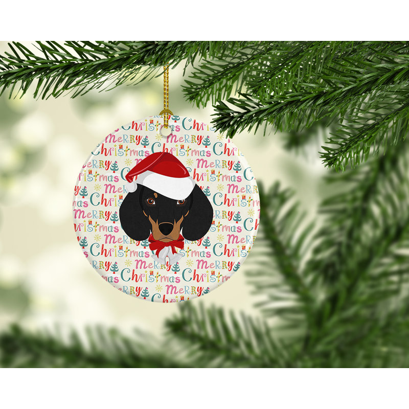 Ornement suspendu teckel Merry Christmas