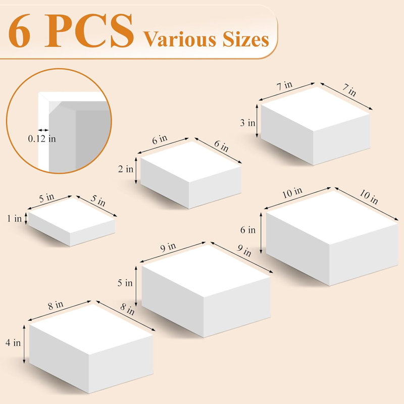 6PCS Buffet Risers, White Acrylic Food Risers for Buffet Table