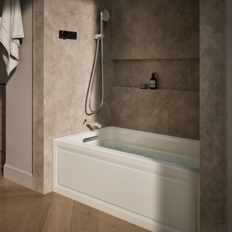 Archer Alcove 60" x 32" Whirpool Bathtub, Biscuit, Left