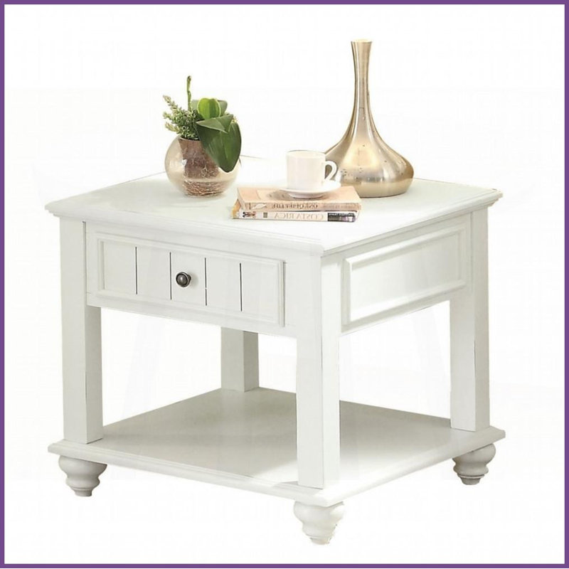 Table basse blanche avec tiroir et amp; Tablette - Design traditionnel élégant pour le salon, rangement polyvalent