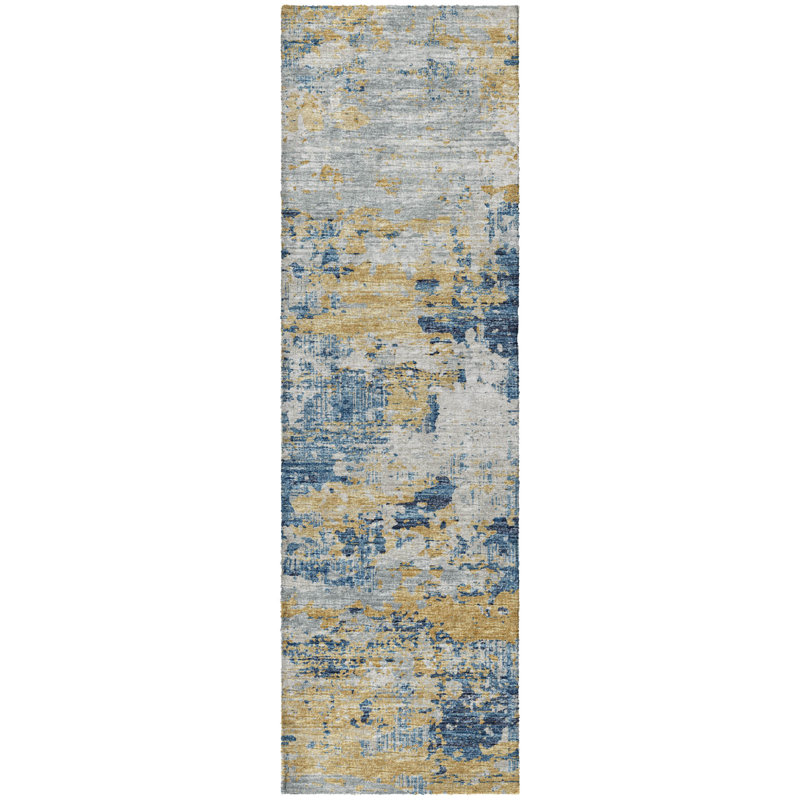Tapis à poil long de qualité supérieure lavable à la machine ADS69, Bleu, Tapis de couloir 2 pi 3 po x 7 pi 6 po