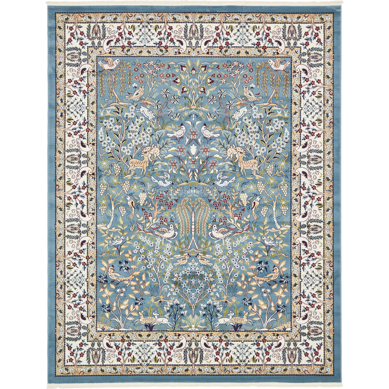Jackson Oriental Blue Area Rug, Octagon 4'1" x 4'1", Blue