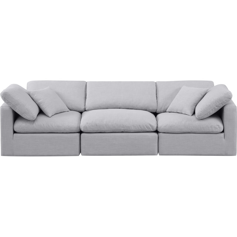 Itala 105" Upholstered Modular Sofa, Grey Linen Textured Fabric