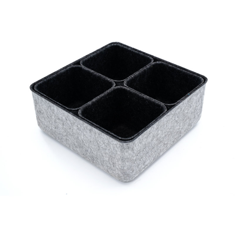 Joshua Felt Desk Organizer Set, Charcoal/Gray