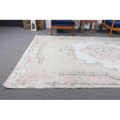 Vintage Green Anatolian Turkish Large Wool Oushak Rug Ideal for Dining Room Decor